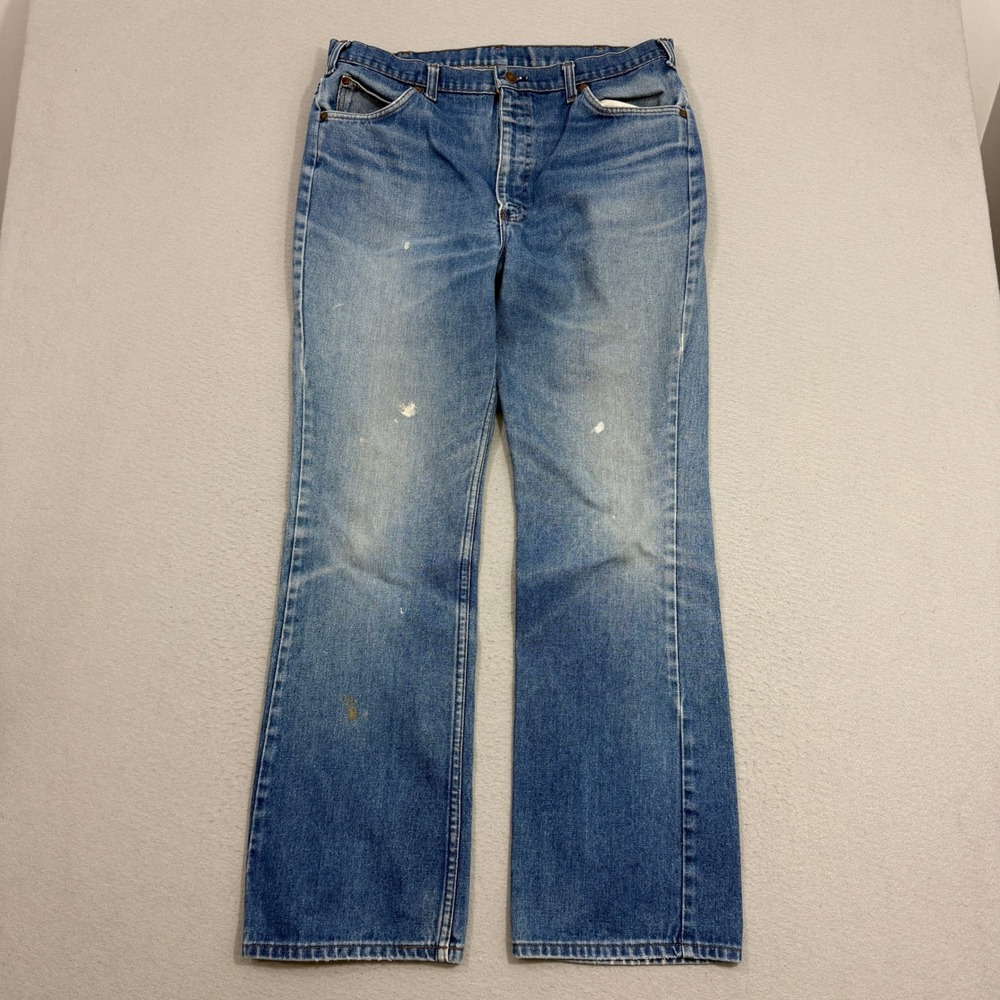 Vintage Ansir Jeans Size 36x32 Blue Denim Straight Leg Distressed Faded 70s 80s